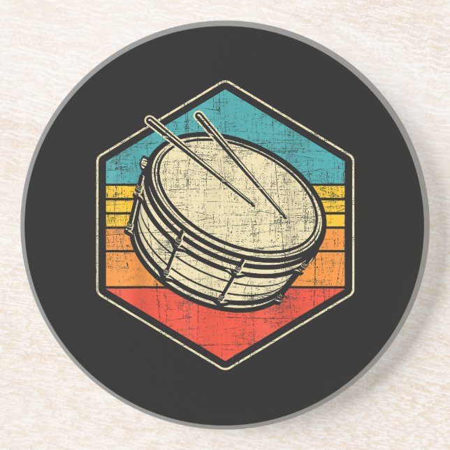 Retro Vintage Snare Drum - Marching Band Drumline  Coaster (Front)