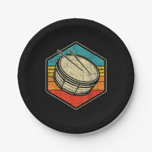 Retro Vintage Snare Drum - Marching Band Drumline  Paper Plate