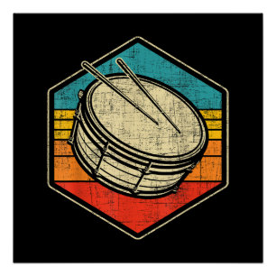 Retro Vintage Snare Drum - Marching Band Drumline  Poster