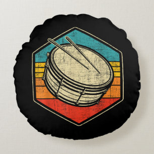 Retro Vintage Snare Drum - Marching Band Drumline Round Pillow