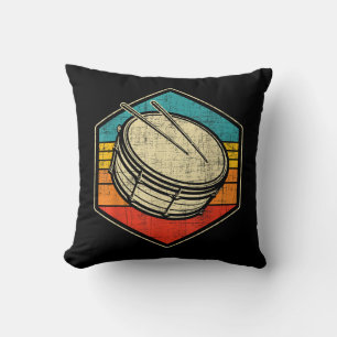Retro Vintage Snare Drum - Marching Band Drumline  Throw Pillow