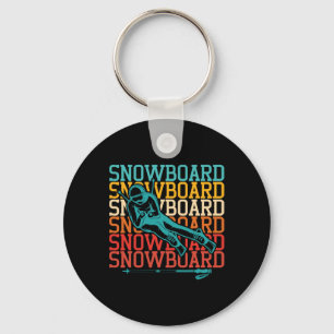 Retro Vintage Snowboarding Snowboarder Winter Spor Keychain