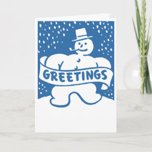 Retro Vintage Snowman Holiday Card