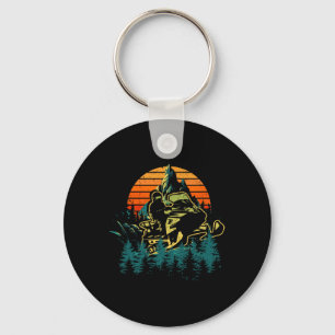 Retro Vintage Snowmobiling Winter Sports Snowmobil Keychain