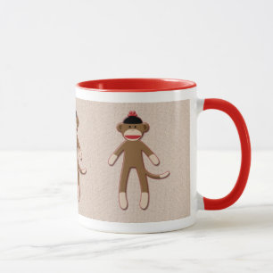 Retro vintage sock-style monkey mug