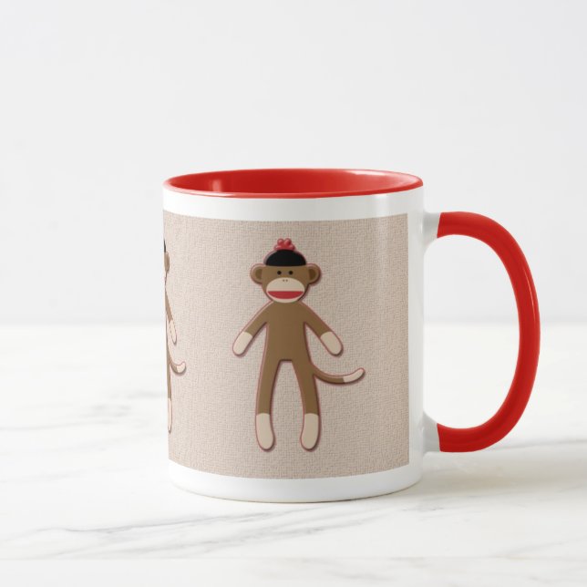 Retro vintage sock-style monkey mug (Right)