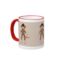 Retro vintage sock-style monkey mug