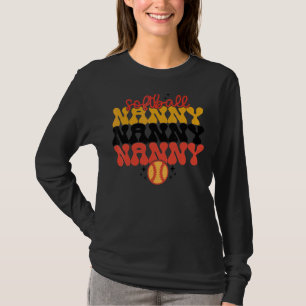 Retro Vintage Softball Nanny Game Day Vibes Mother T-Shirt