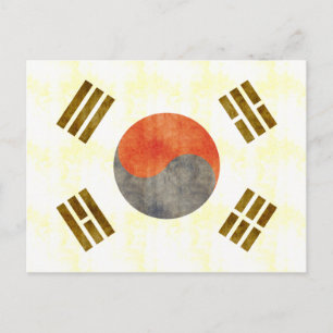 Retro Vintage South Korea Flag Postcard