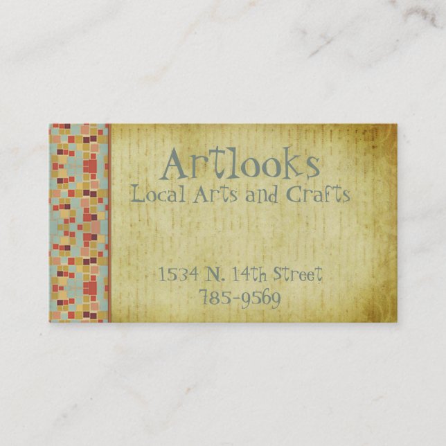 Retro Vintage Squares Business Card (Front)
