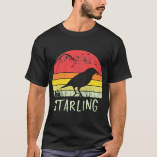 Retro Vintage Starling T-Shirt Silhouette Bird 70s