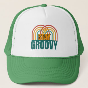 RETRO VINTAGE STAY GROOVY MOTIVATION POSITIVE TRUCKER HAT