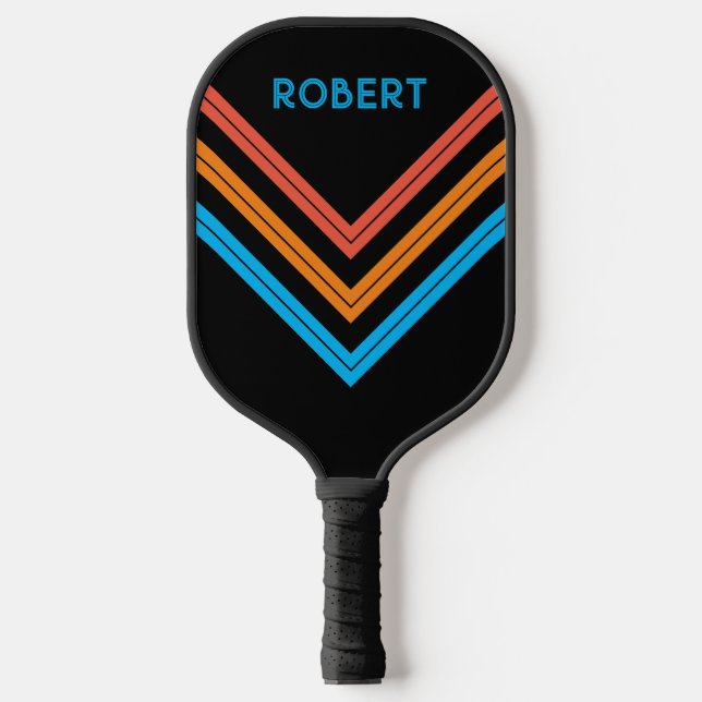 Retro Vintage Stripe Personalized Name Pickleball Paddle (Front)