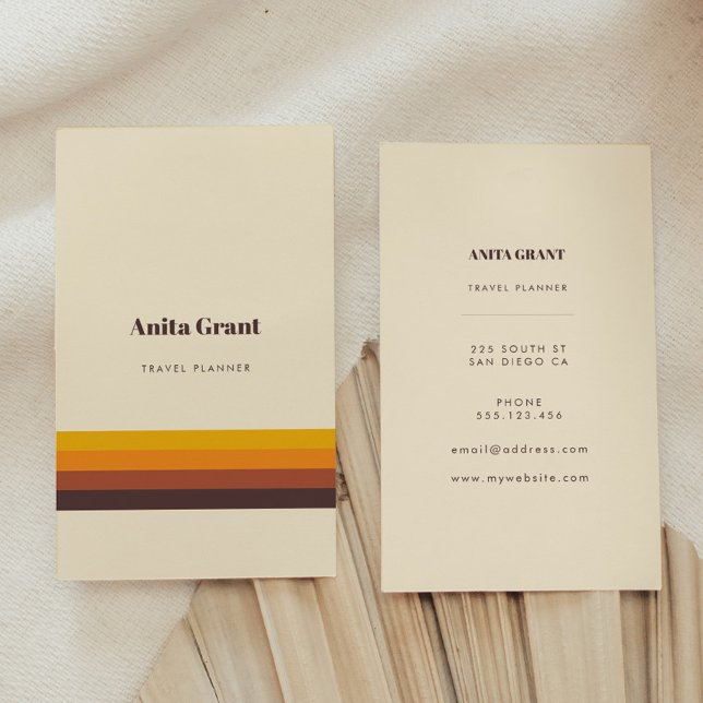 Retro vintage stripes vertical business card (Creator Uploaded)