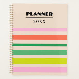 Retro vintage stripes yearly planner