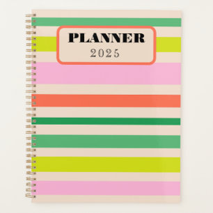 Retro vintage stripes yearly planner