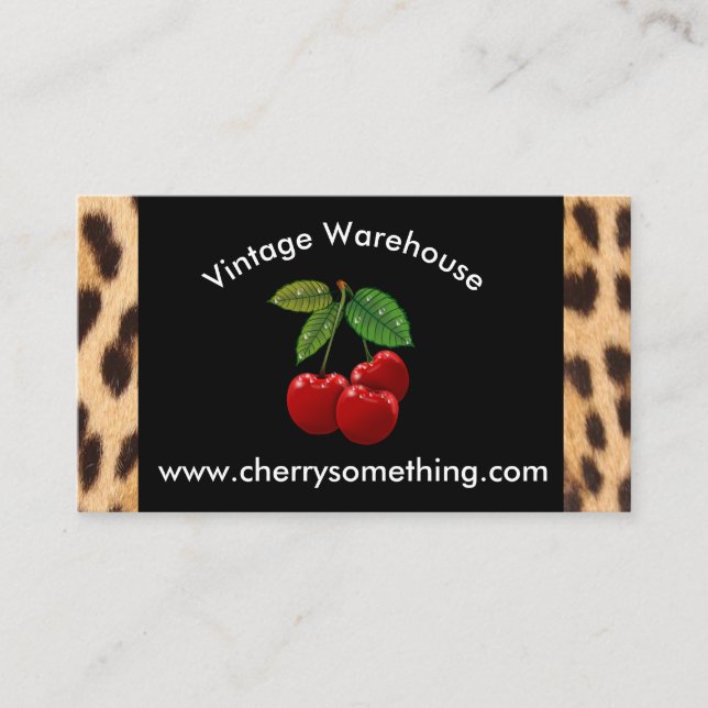 Retro Vintage Style Cherry Print Business Card (Front)