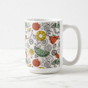 Retro Vintage Style Fruit Pattern Coffee Mug