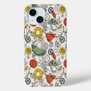 Retro Vintage Style Fruit Pattern iPhone 15 Case