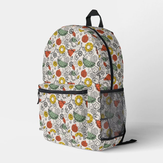 Retro Vintage Style Fruit Pattern Printed Backpack (Back Corner Right)