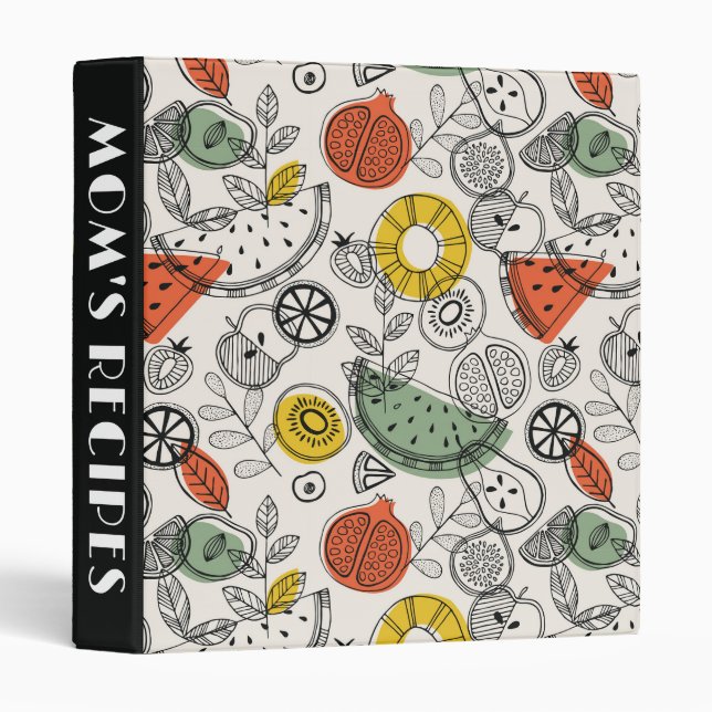 Retro Vintage Style Fruit Pattern | Recipe Book Binder (Front/Spine)