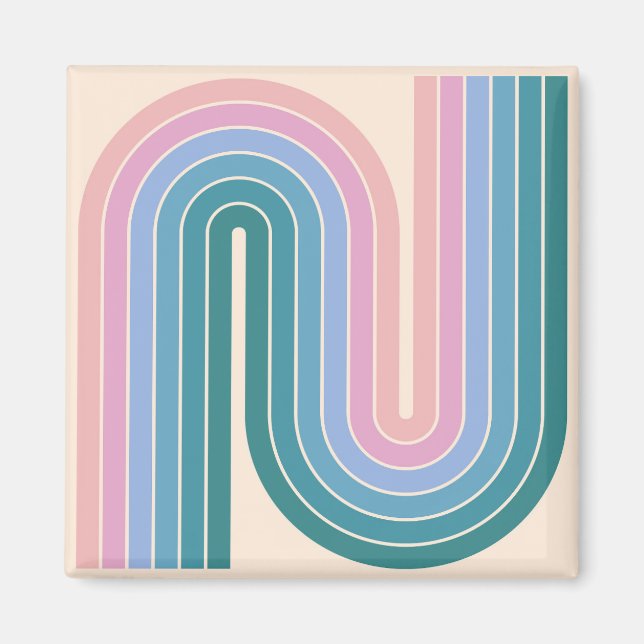 Retro Vintage Style Geometric Design Magnet (Front)