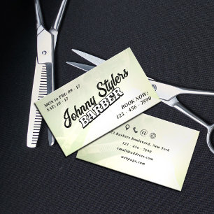 Retro vintage style illustration barber business card