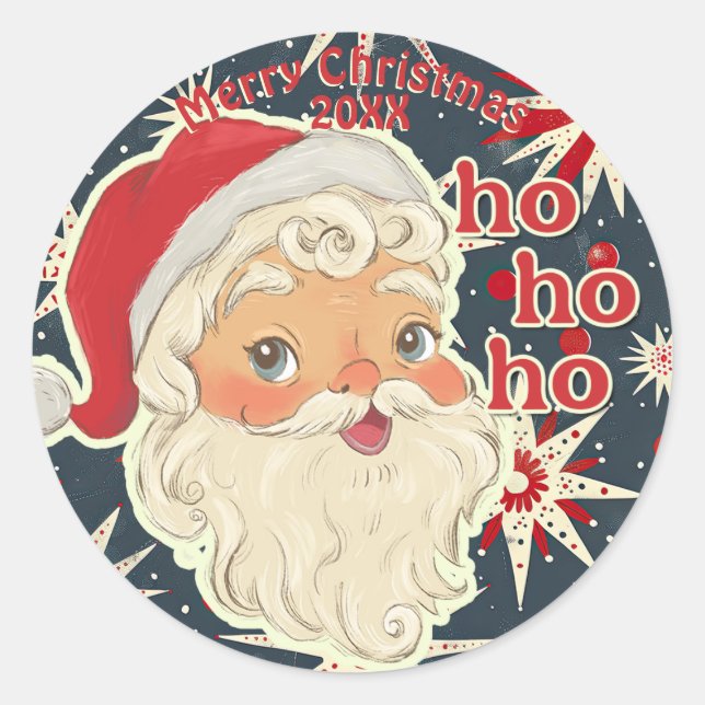 Retro Vintage Style Santa Envelope Seal Sticker (Front)