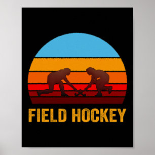 Retro Vintage Style Sunset Field Hockey Poster