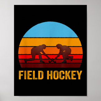 Retro Vintage Style Sunset Field Hockey Poster
