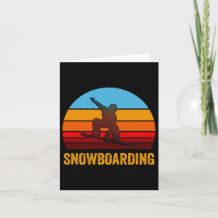 Retro Vintage Style Sunset Snowboarding Card