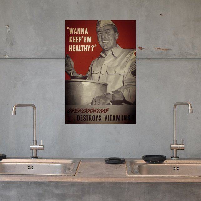Retro Vintage Style WWII Healthy Food Cooking Poster (Creator Uploaded)