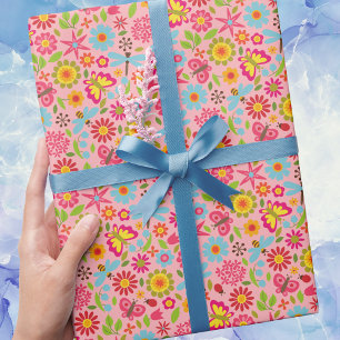 Retro Vintage Summer Floral Modern Pattern  Wrapping Paper