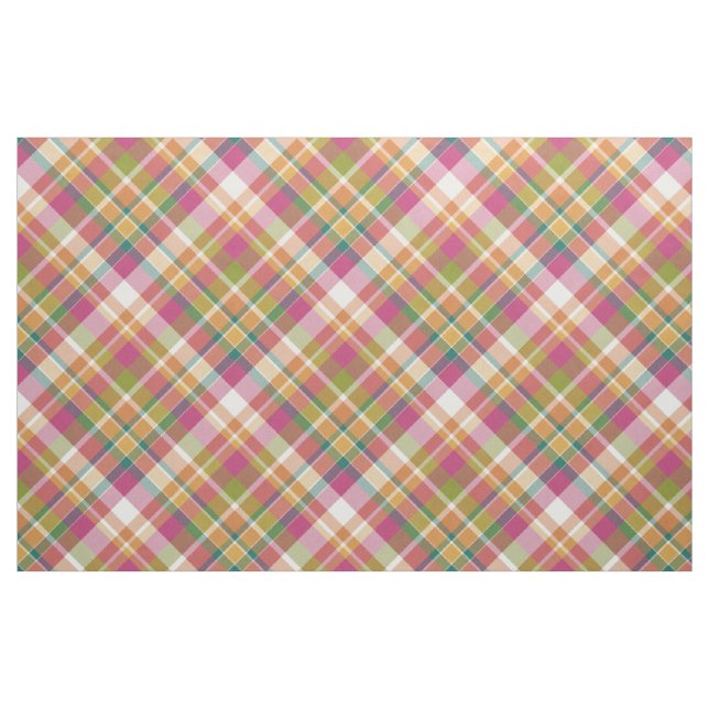 Retro Vintage Summer Plaid Tartan Squares Pattern Fabric (Fat Quarter)