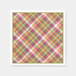 Retro Vintage Summer Plaid Tartan Squares Pattern Napkin