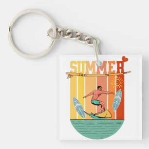 Retro Vintage Summer Surfing Keychain