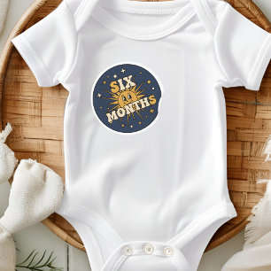 Retro Vintage Sun Baby Six Months Milestone Classic Round Sticker