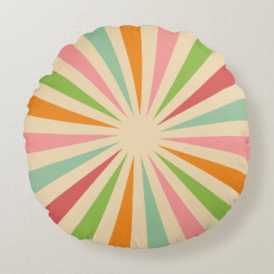 Retro Vintage Sun Rays Round Pillow