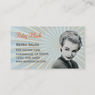 Retro Vintage Sunburst Hair Stylist Business Card