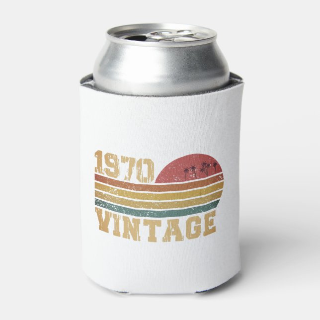 Retro Vintage Sunset 1970 Birthday Can Cooler (Can Front)