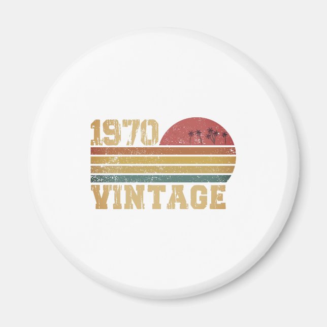 Retro Vintage Sunset 1970 Birthday Magnet (Front)