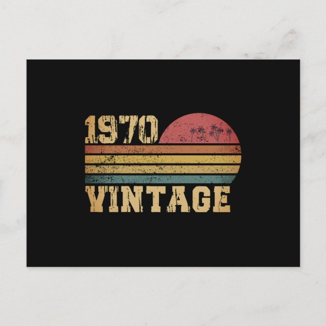 Retro Vintage Sunset 1970 Birthday Postcard (Front)