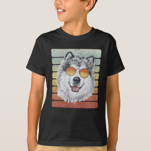 Retro Vintage Sunset Alaskan Malamute Mom Dad T-Shirt