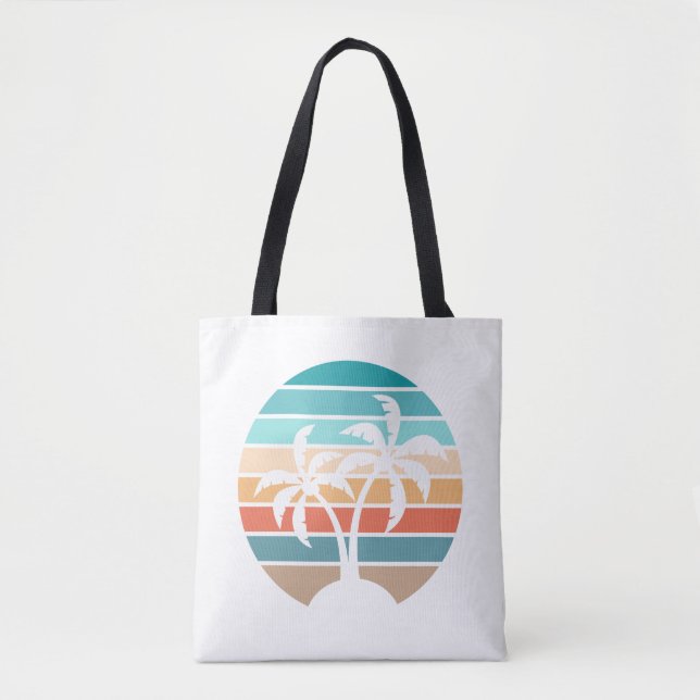 Retro Vintage Sunset and Palm Trees Tote Bag (Front)