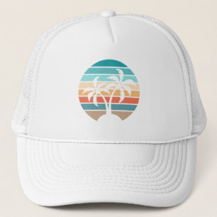 Retro Vintage Sunset and Palm Trees Trucker Hat