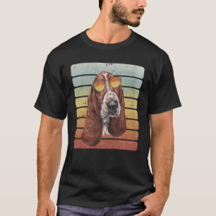 Retro Vintage Sunset Basset Hound Mom Dad T-Shirt