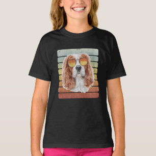 Retro Vintage Sunset Cavalier King Mom Dad T-Shirt