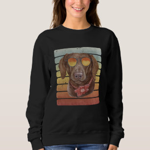 Retro Vintage Sunset Chocolate Dachshund Mom Dad Sweatshirt