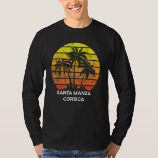 Retro Vintage sunset coco palm tree Santa Manza Co T-Shirt