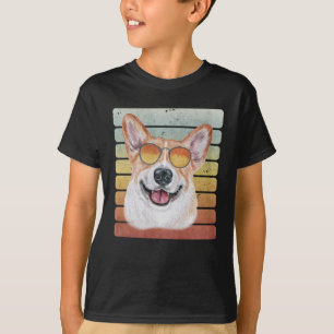 Retro Vintage Sunset Corgi Mom Dad T-Shirt